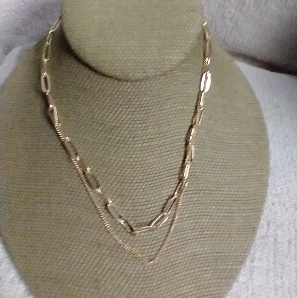 Goldtone double chain necklace